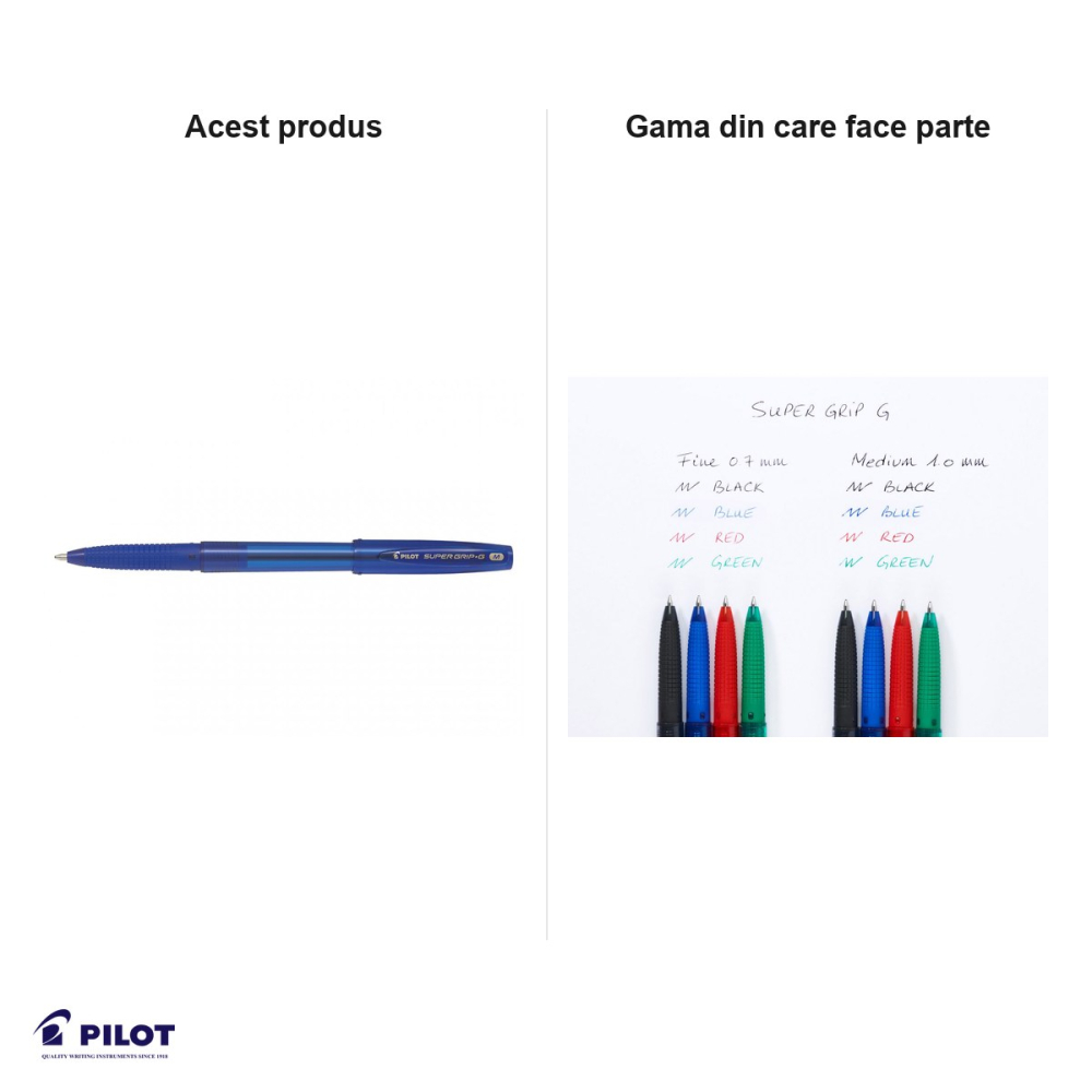 Set 10 pixuri de unica folosinta Pilot Supergrip G, varf 1mm, cerneala albastra, grip confortabil [5]
