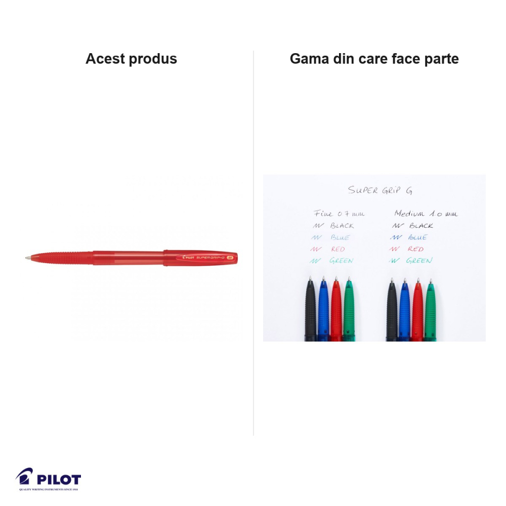 Set 10 pixuri de unica folosinta Pilot Supergrip G, varf 1mm, cerneala rosie, grip confortabil [5]