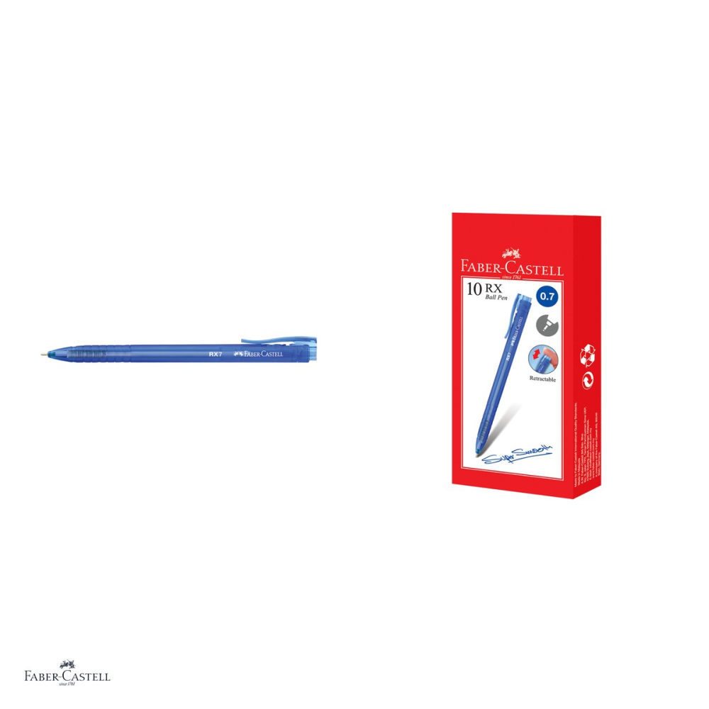 Set 10 pixuri retractabile semi-gel Faber-Castell RX7, varf needle 0.7 mm, scriere usoara, albastre [4]