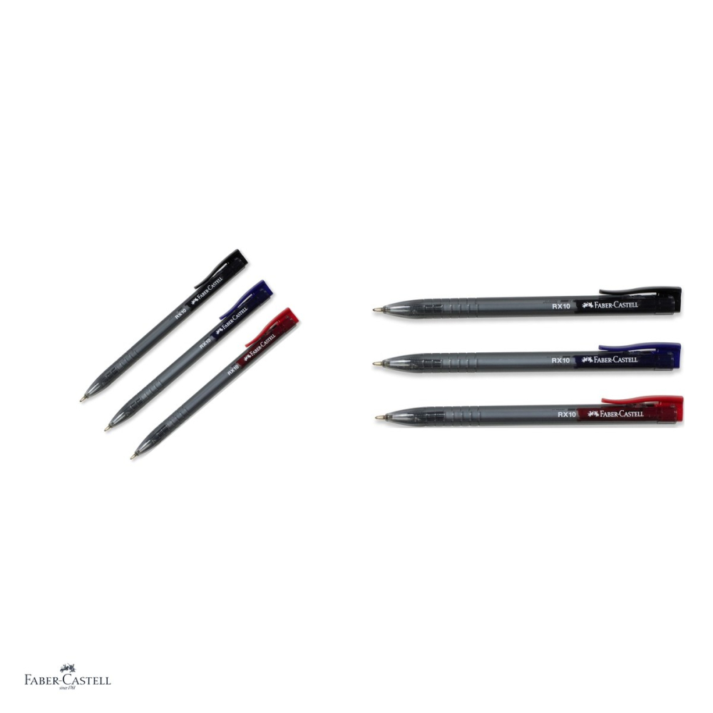 Set 10 pixuri roller retractabile Faber-Castell RX10, cerneala semi-gel albastra, varf needle 1.0 mm, corp triunghiular ergonomic [4]