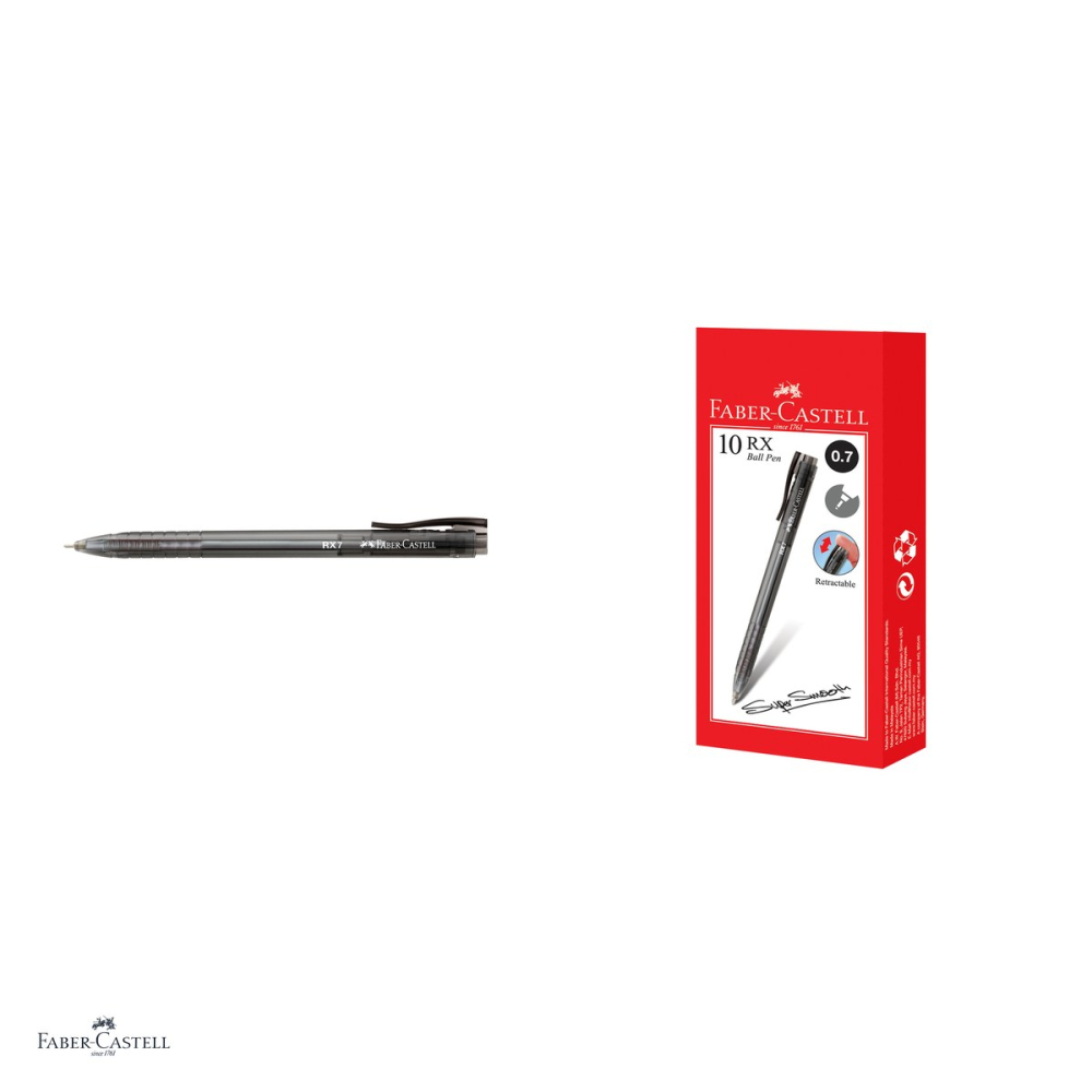 Set 10 pixuri roller retractabile Faber-Castell RX7, cerneala semi-gel negra, varf needle 0.7 mm, corp triunghiular ergonomic [4]