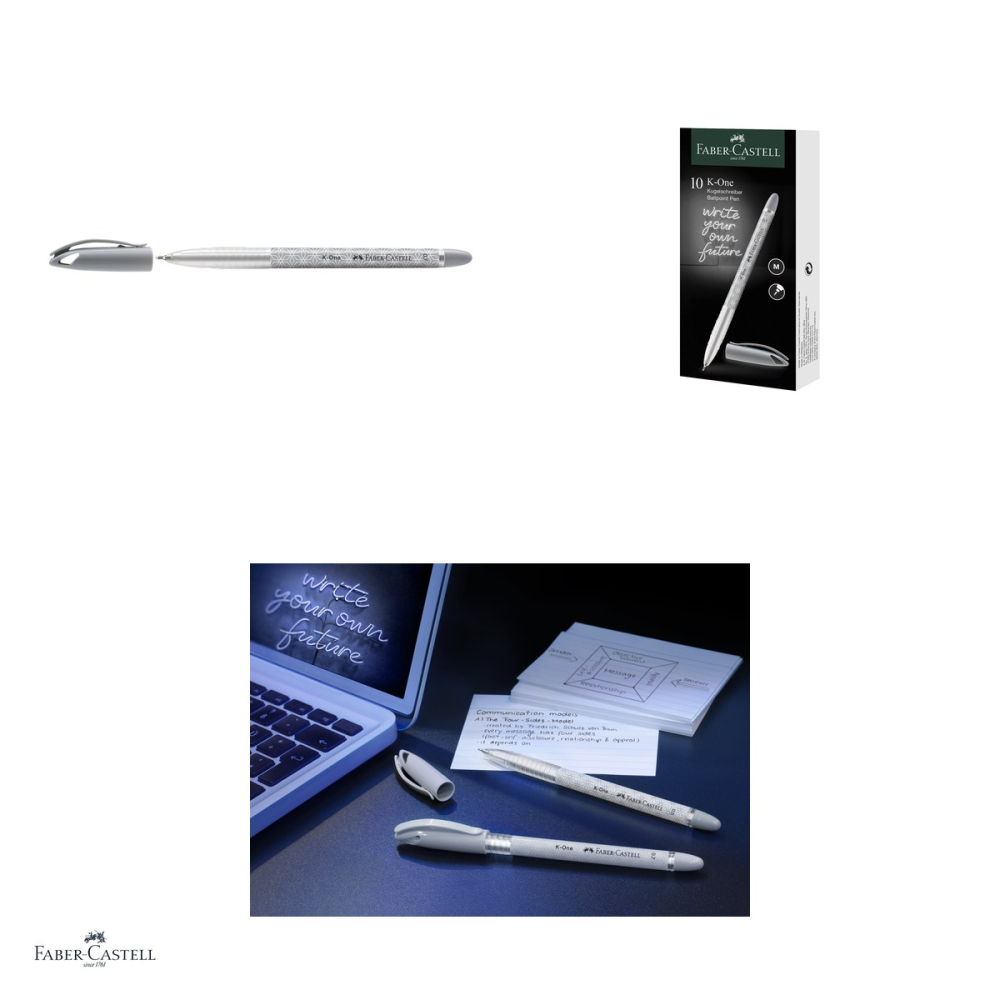 Set 10 pixuri unica folosinta Faber-Castell K1, varf 0.7mm, cerneala neagra, scriere lina, corp ergonomic triunghiular [4]