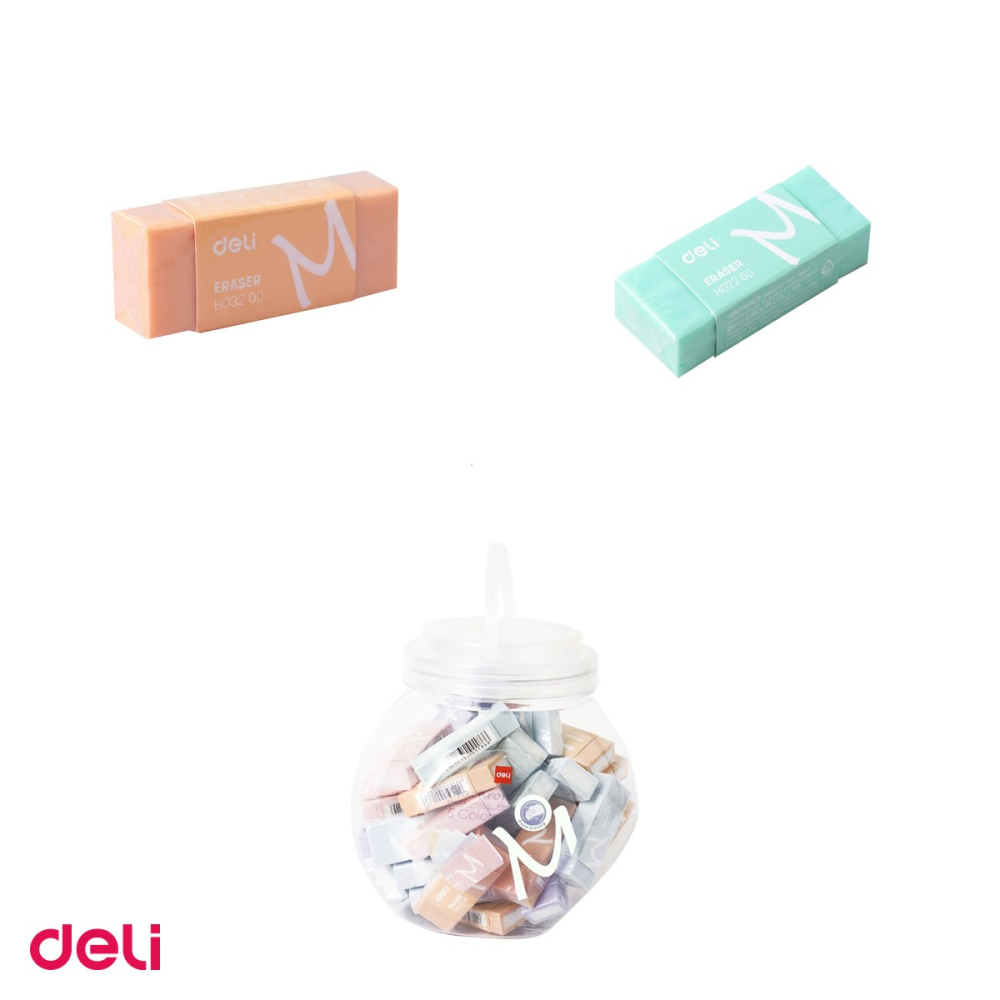 Set 10 radiere pentru creion Deli Macarons, 50x20x11 mm, culori pastel asortate [4]