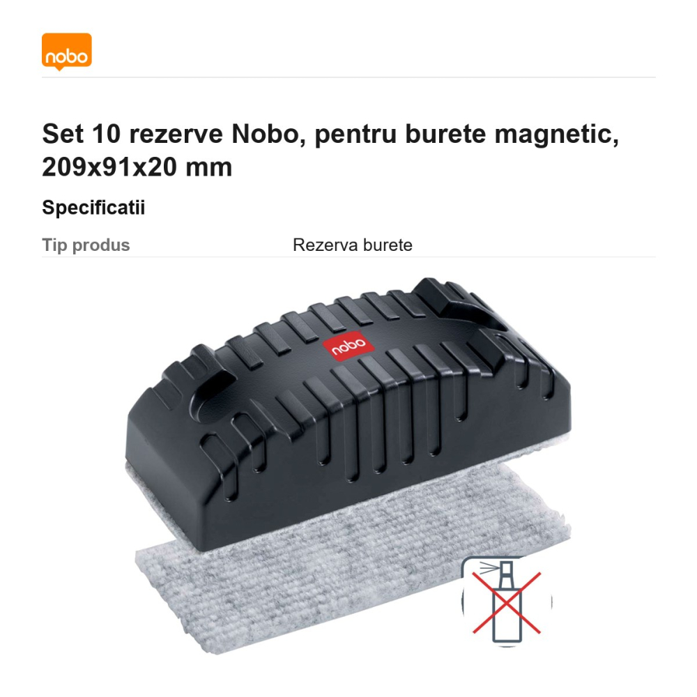 Set 10 rezerve Nobo, pentru burete magnetic, 209x91x20 mm [3]
