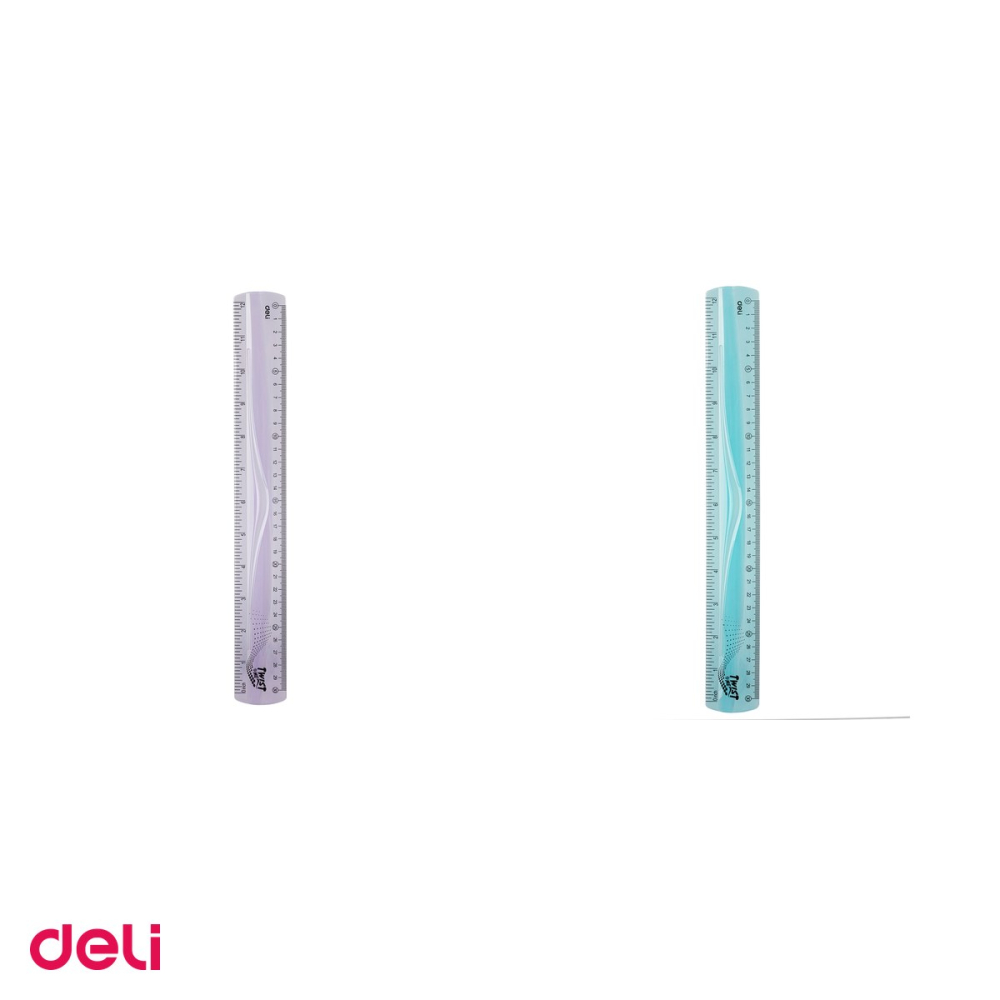 Set 10 rigle Deli Flexibila Twist, pentru masurare precisa, 30 cm me, transparenta color [4]