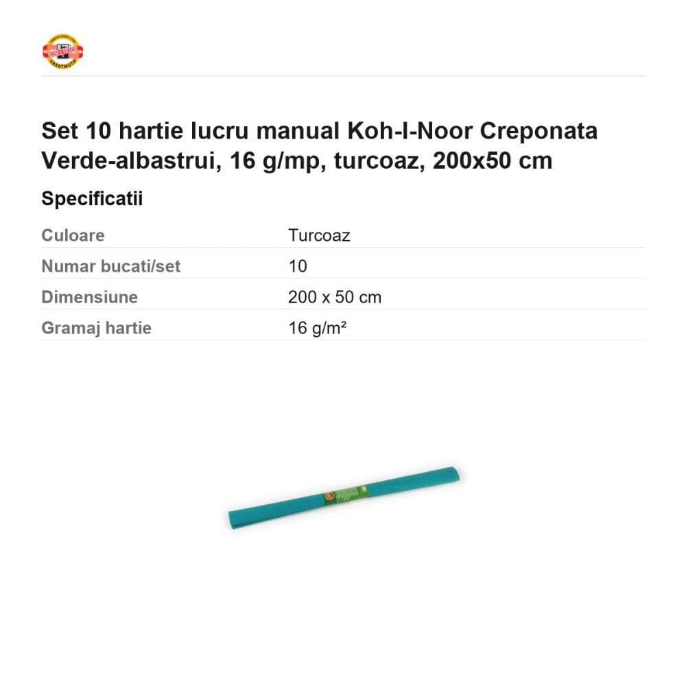 Set 10 role hartie creponata verde-albastrui Koh-I-Noor, 200 x 50 cm, pentru decoratiuni si activitati craft [3]