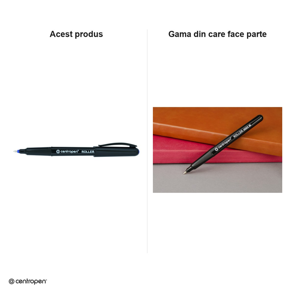 Set 10 rollere Centropen 4665 M cu capac, varf metalic 0.6 mm, albastre [6]