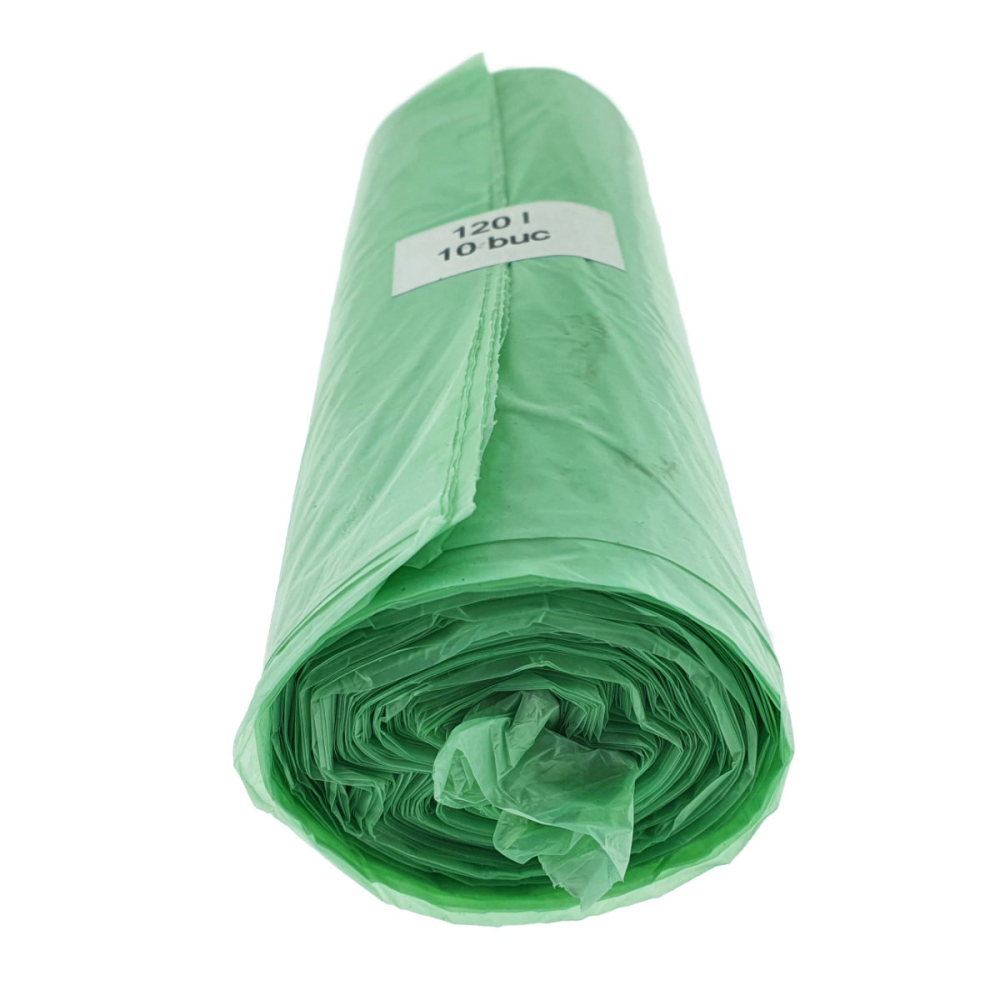 Set 10 saci menajeri 120L pentru colectare selectiva sticla, LDPE, dimensiuni 68 x 114 cm, verzi [5]