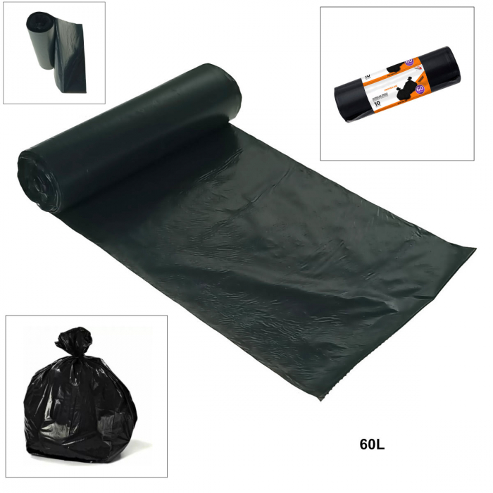 Set 10 saci menajeri, 60L, dimensiuni 70x60 cm, negri [4]