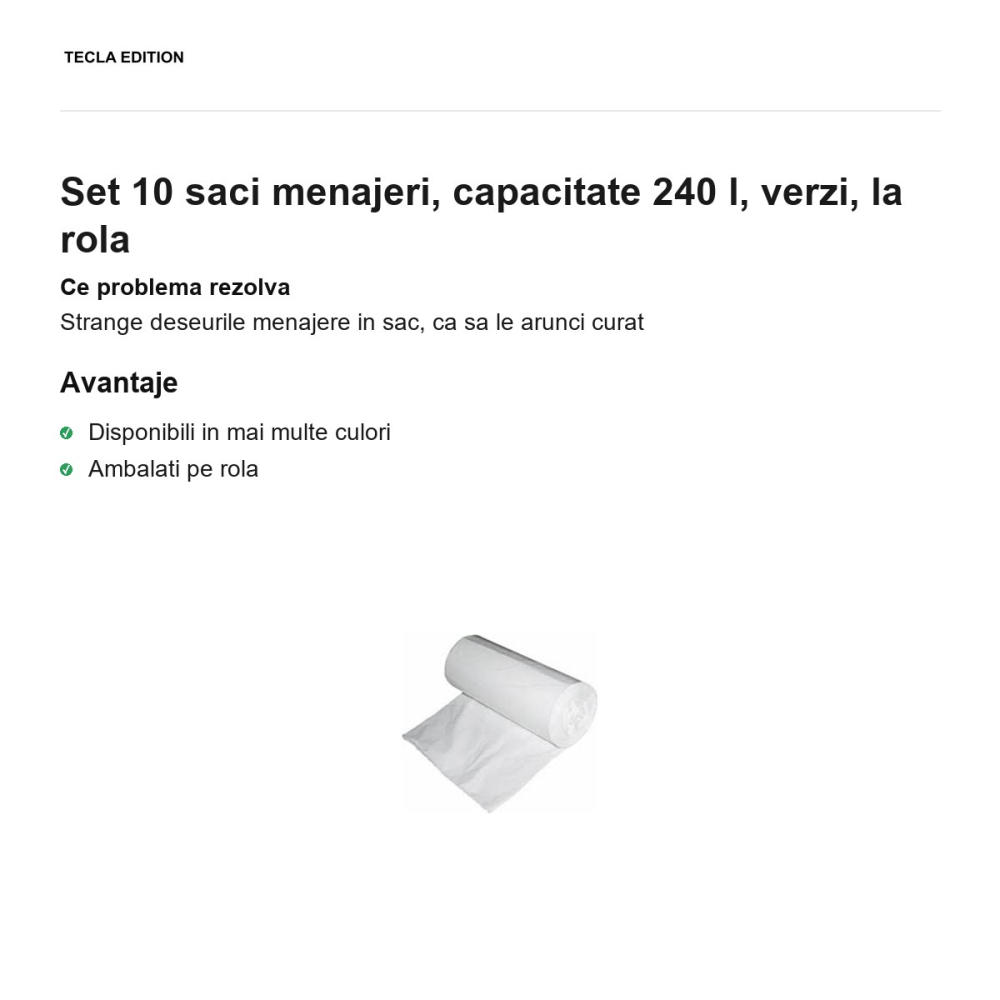 Set 10 saci menajeri, capacitate 240 l, verzi, la rola [2]
