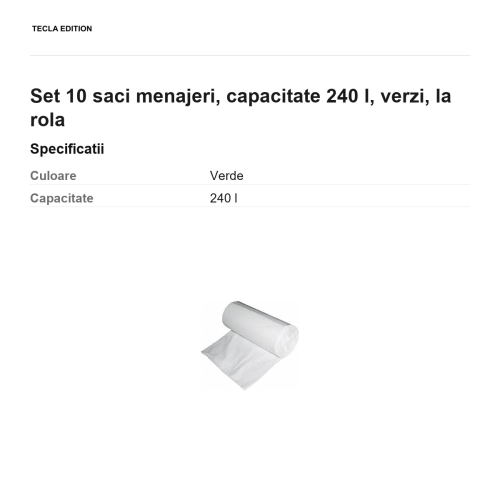 Set 10 saci menajeri, capacitate 240 l, verzi, la rola [3]