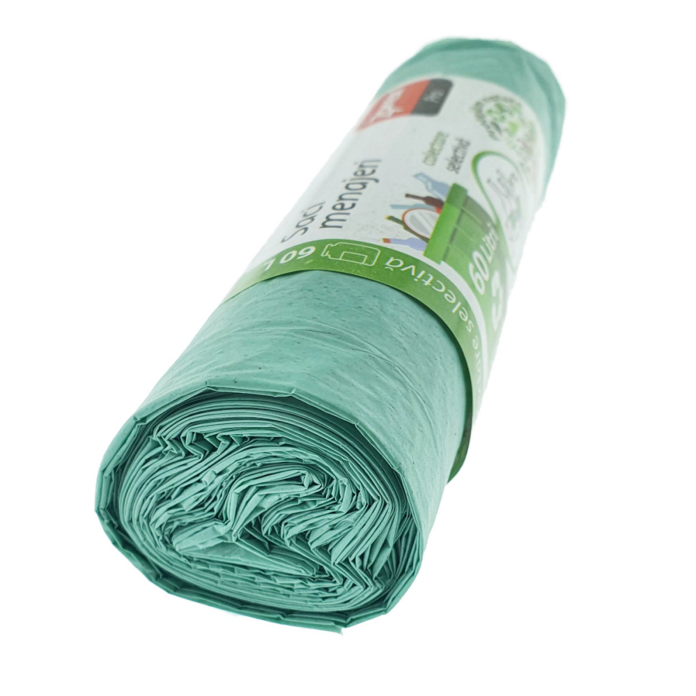 Set 10 saci menajeri Zorex Pro 60L pentru colectare selectiva sticla, LDPE, dimensiuni 58 x 67 cm, verzi [5]