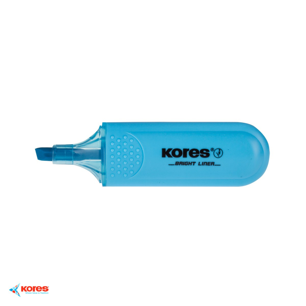 Set 10 textmarkere albastre Kores, varf tesit 1-5mm, cerneala fluorescenta pe baza de apa, pentru evidentiat texte [4]