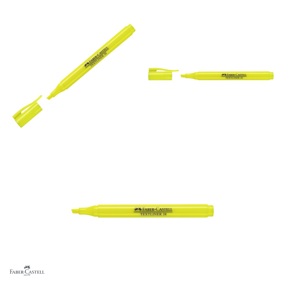 Set 10 textmarkere Faber-Castell Textliner 38, marcheaza subtire si lat, cerneala pe baza de apa, corp subtire, galben [4]