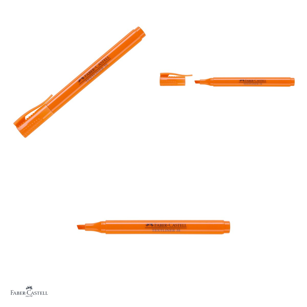 Set 10 textmarkere Faber-Castell Textliner 38, marcheaza subtire si lat, cerneala pe baza de apa, corp subtire, portocaliu [4]