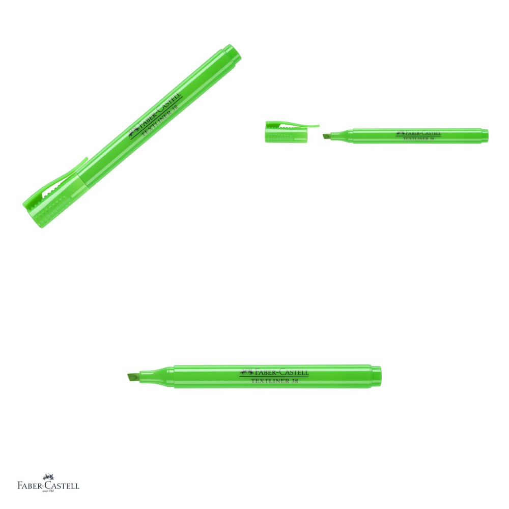 Set 10 textmarkere Faber-Castell Textliner 38, marcheaza subtire si lat, cerneala pe baza de apa, corp subtire, verde [4]