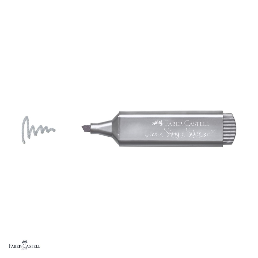Set 10 textmarkere Faber-Castell Textliner 46 Metallic, varf tesit 1, 2 si 5 mm, cerneala pe baza de apa, efect metalizat, argintiu [5]