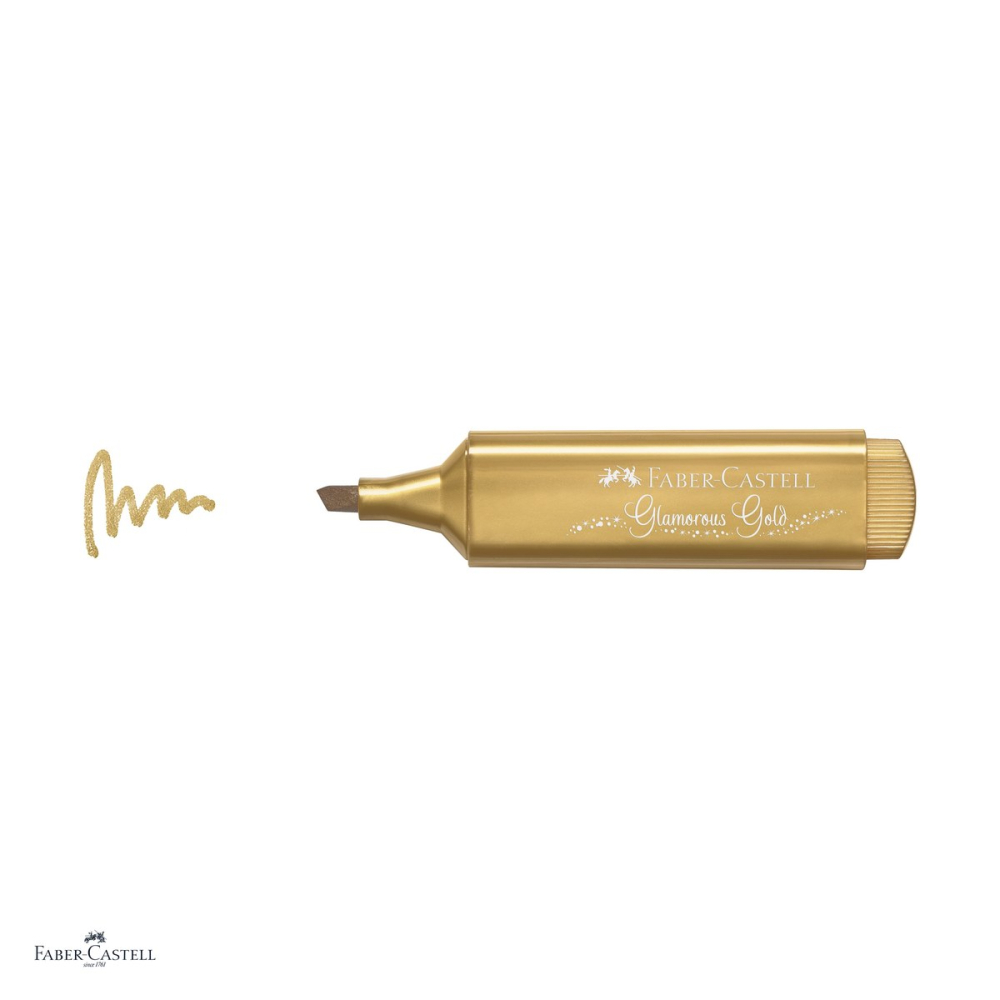 Set 10 textmarkere Faber-Castell Textliner 46 Metallic, varf tesit 1, 2 si 5 mm, cerneala pe baza de apa, efect metalizat, auriu [5]