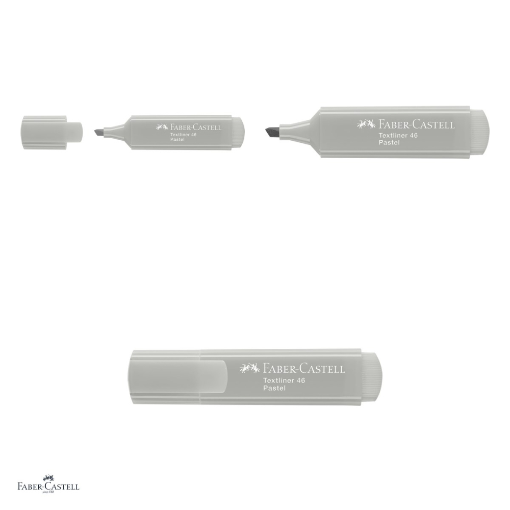 Set 10 textmarkere Faber-Castell Textliner 46 Pastel, varf tesit 1, 2 si 5 mm, cerneala pe baza de apa, gri matase (silk grey) [4]