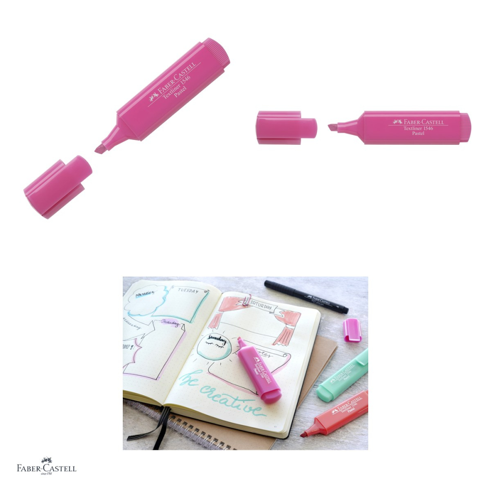 Set 10 textmarkere Faber-Castell Textliner 46 Pastel, varf tesit 1, 2 si 5 mm, cerneala pe baza de apa, roz purpuriu [4]