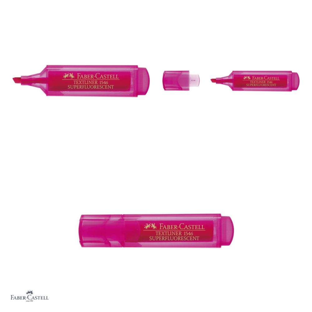 Set 10 textmarkere Faber-Castell Textliner 46, varf tesit 1, 2 si 5 mm, cerneala pe baza de apa, superfluorescent, roz [4]