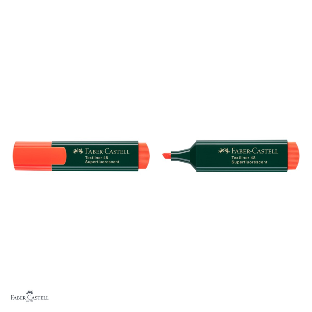 Set 10 textmarkere Faber-Castell Textliner 48, varf tesit 1, 2 si 5 mm, cerneala pe baza de apa, portocaliu superfluorescent [4]