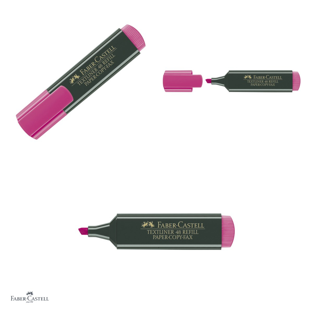 Set 10 textmarkere Faber-Castell Textliner 48, varf tesit 1, 2 si 5 mm, cerneala pe baza de apa, roz superfluorescent [4]