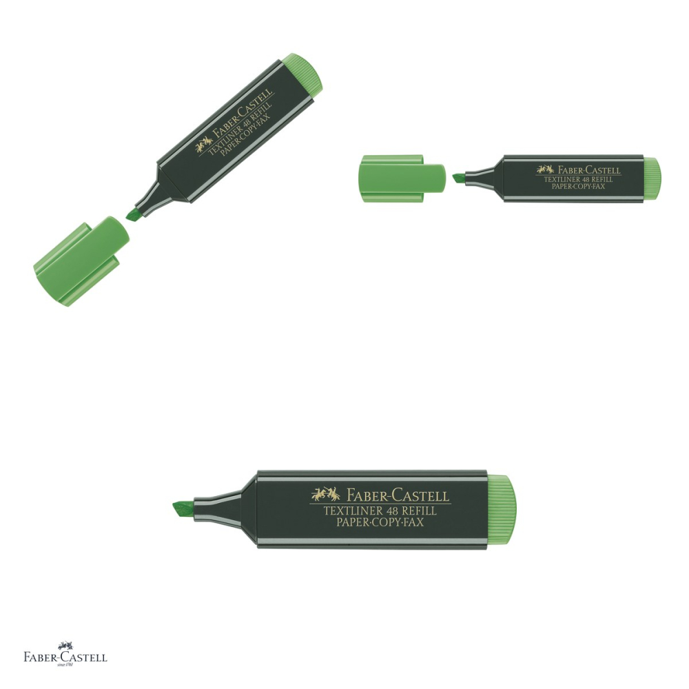 Set 10 textmarkere Faber-Castell Textliner 48, varf tesit 1, 2 si 5 mm, cerneala pe baza de apa, verde superfluorescent [4]