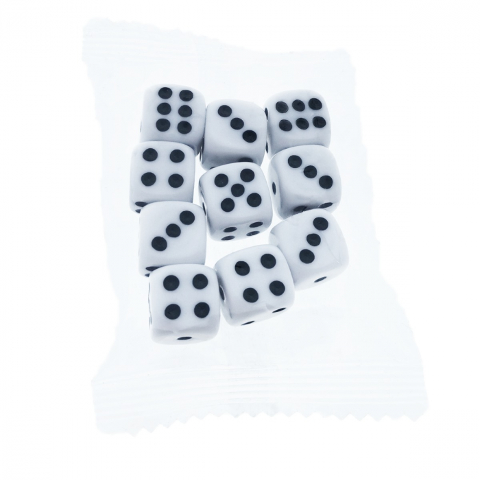 Set 10 zaruri albe cu puncte negre, DICE01-W, cu latura de 12 mm [4]