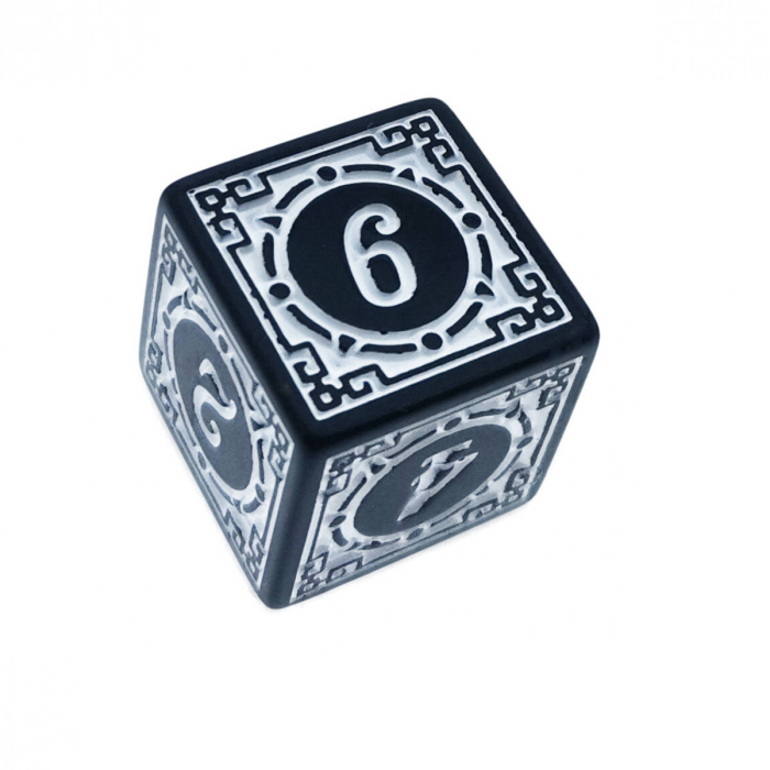 Set 10 zaruri cu cifre arabe si design, DICE02-BK, latura 15 mm, negru cu alb [2]