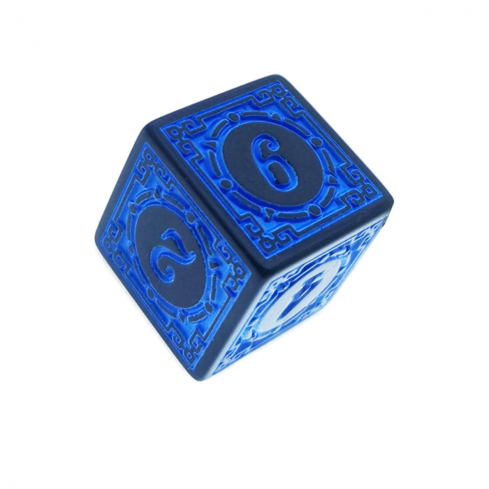 Set 10 zaruri cu cifre arabe si design, DICE02-BL, latura 15 mm, negru cu albastru [3]