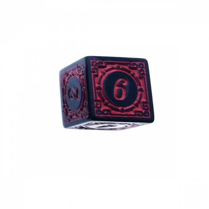 Set 10 zaruri cu cifre arabe si design, DICE02-R, latura 15 mm, negru cu rosu [3]