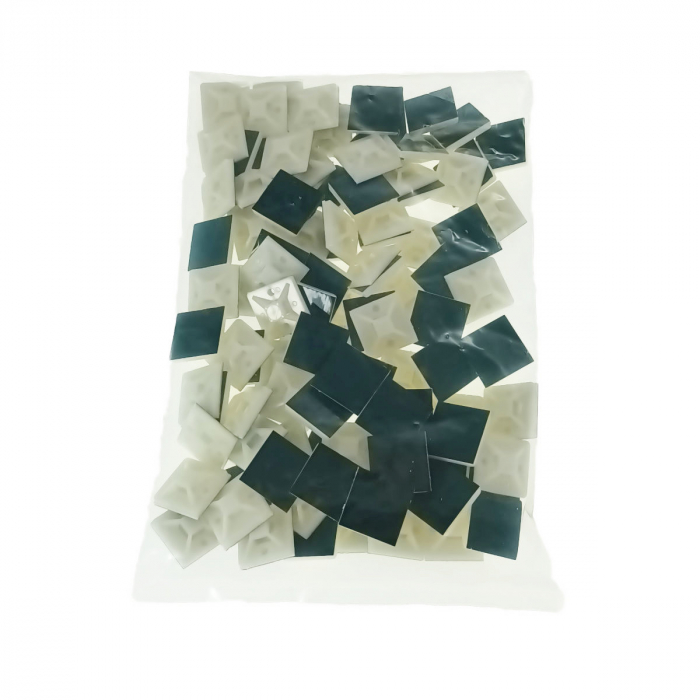 Set 100 de suporturi cu baza autodeziva pentru prindere cabluri, 20x20x7 mm, 06796, alb [2]