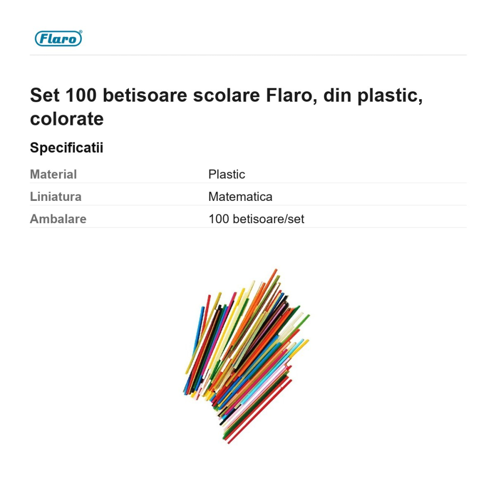 Set 100 betisoare scolare Flaro, din plastic, colorate [3]