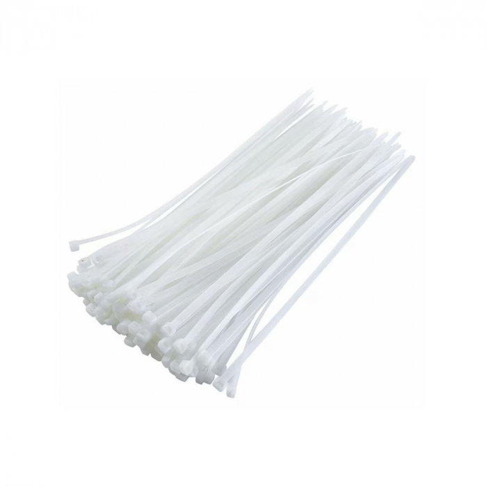 Set 100 bride din plastic, 3 x 150mm, cu autoblocare, tip colier, pentru fixare si legare, albe [2]