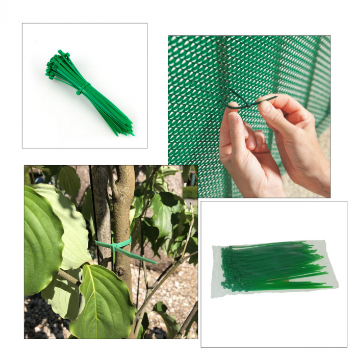 Set 100 bride din plastic, 4 x 150mm, cu autoblocare, tip colier, pentru fixare si legare, verde [5]