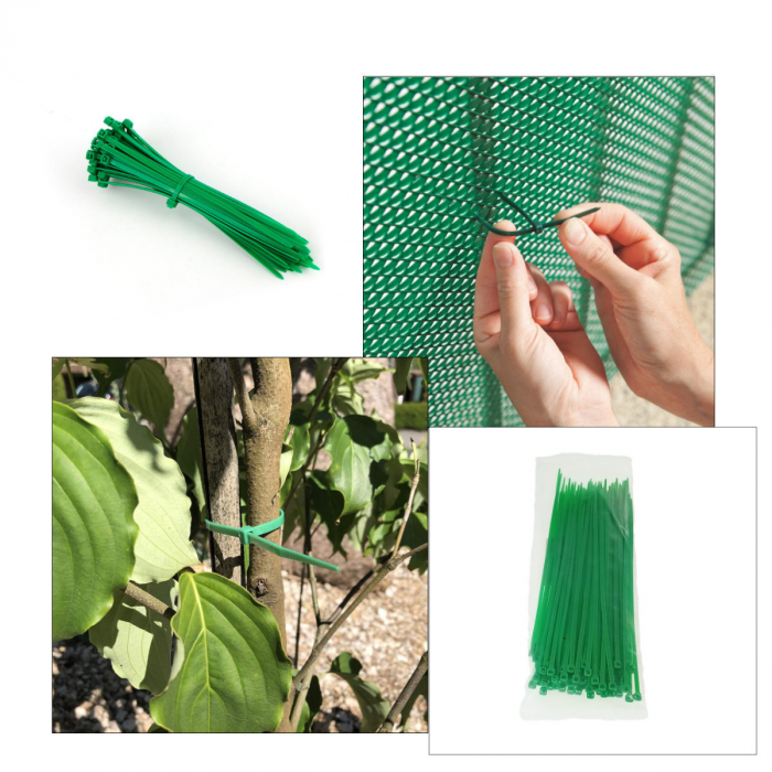 Set 100 bride din plastic, 4 x 200mm, cu autoblocare, tip colier, pentru fixare si legare, verde [3]