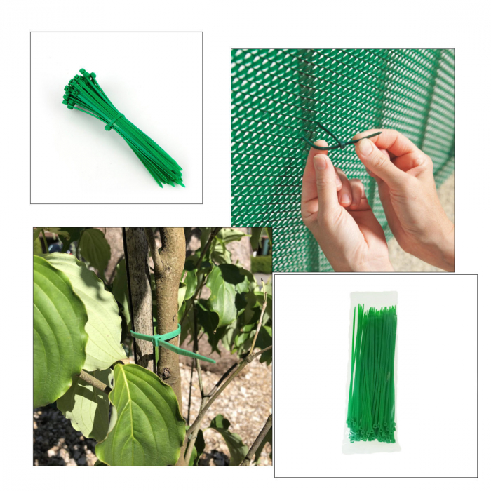 Set 100 bride din plastic, 4 x 250mm, cu autoblocare, tip colier, pentru fixare si legare, verde [3]