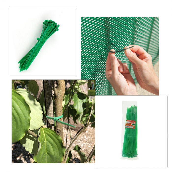 Set 100 bride din plastic, 4 x 300mm, cu autoblocare, tip colier, pentru fixare si legare, verde [5]
