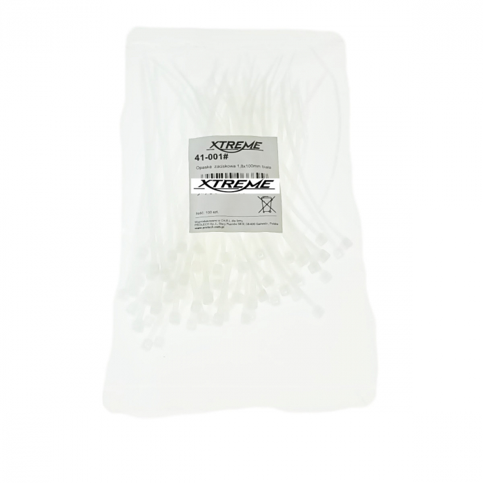 Set 100 bride zimtate din nailon, 1.8 x 100mm, cu autoblocare, tip colier, Xtreme 06669, pentru fixare si legare, albe [3]