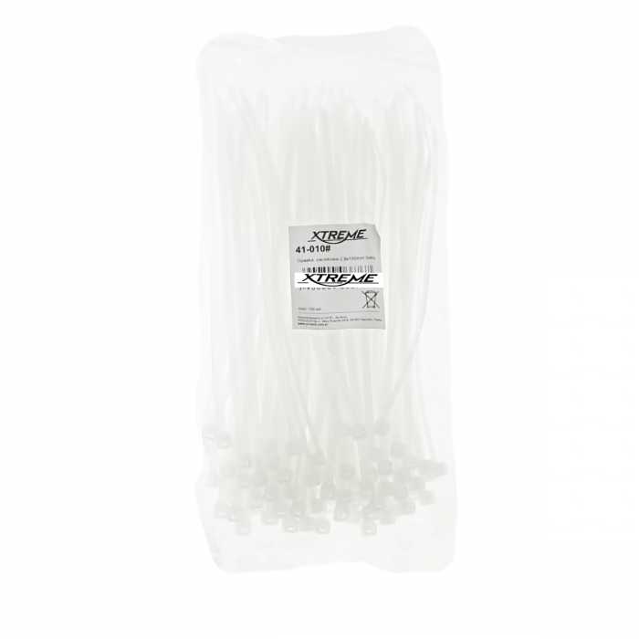 Set 100 bride zimtate din nailon, 2.9 x 150mm, cu autoblocare, tip colier, Xtreme 06676, pentru fixare si legare, albe [3]