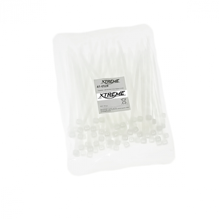 Set 100 bride zimtate din nailon, 3.5x100mm, cu autoblocare, tip colier, Xtreme 06721, pentru fixare si legare, albe [5]