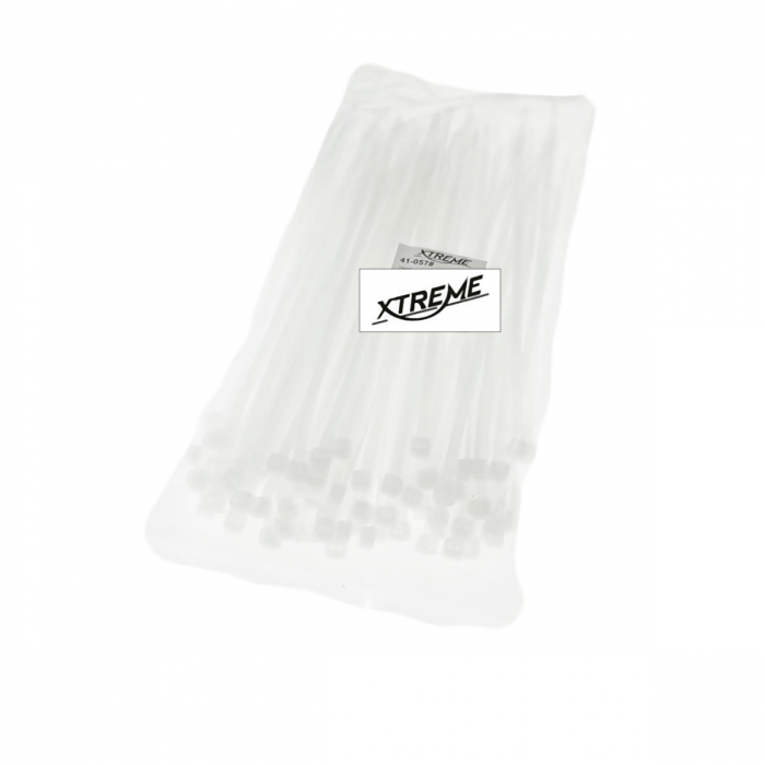 Set 100 bride zimtate din nailon, 3.5x200mm, cu autoblocare, tip colier, Xtreme 06726, pentru fixare si legare, albe [5]