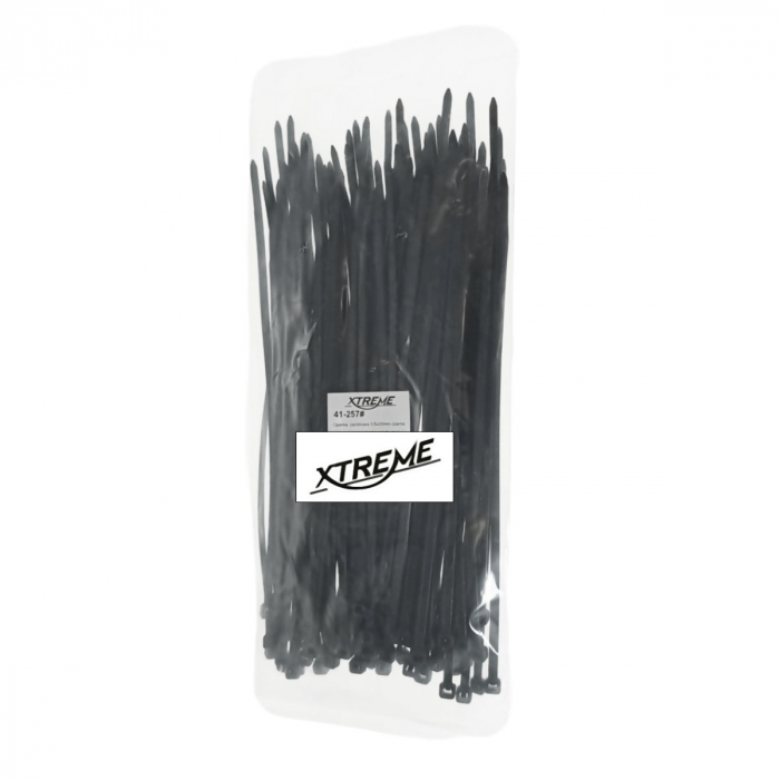 Set 100 bride zimtate din nailon, 3.5x200mm, cu autoblocare, tip colier, Xtreme 07157, pentru fixare si legare, negre [5]