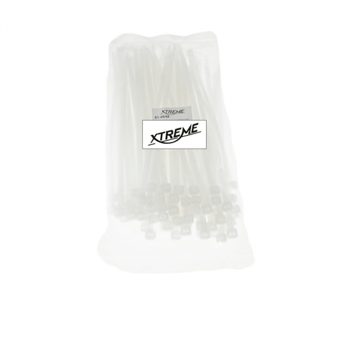 Set 100 bride zimtate din nailon, 4.5x180mm, cu autoblocare, tip colier, Xtreme 06734, pentru fixare si legare, albe [5]
