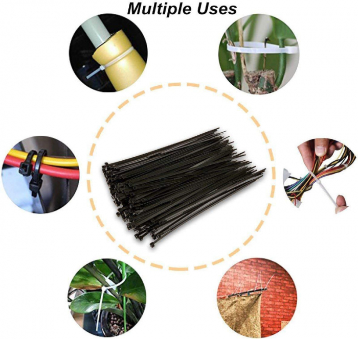 Set 100 bride zimtate din nailon, 4.5x180mm, cu autoblocare, tip colier, Xtreme 07162, pentru fixare si legare, negre [7]