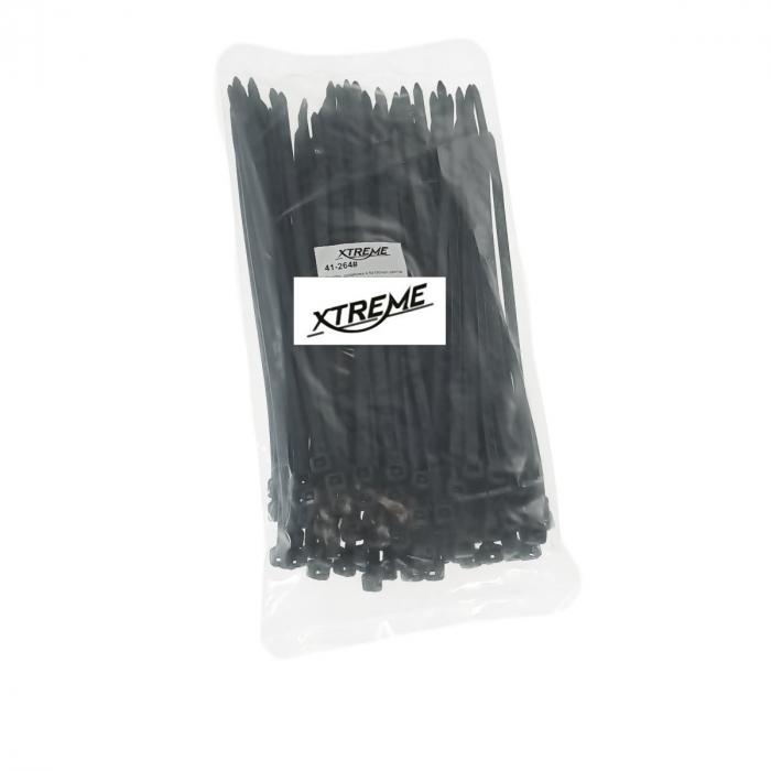 Set 100 bride zimtate din nailon, 4.5x180mm, cu autoblocare, tip colier, Xtreme 07162, pentru fixare si legare, negre [5]