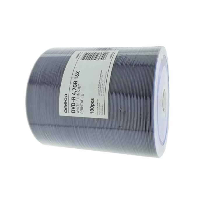 Set 100 bucati DVD-R Omega Printabile 44245, capacitate 4.7 GB / 120 min, 16X, ambalare folie [4]