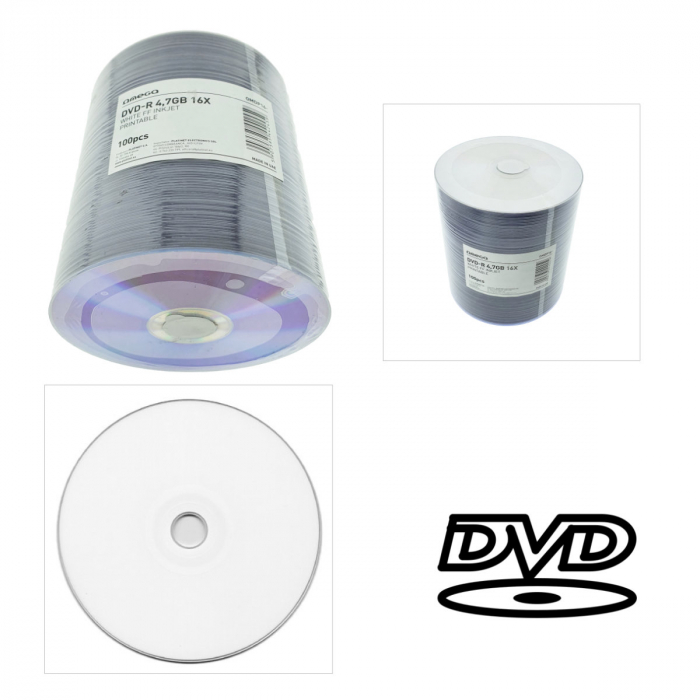 Set 100 bucati DVD-R Omega Printabile 44245, capacitate 4.7 GB / 120 min, 16X, ambalare folie [3]