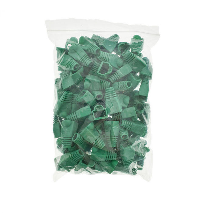 Set 100 bucati, manson de protectie mufa RJ45, capac pentru conector UTP RJ45 cu cablu LAN Ethernet Cat5/5e/6, verde [3]